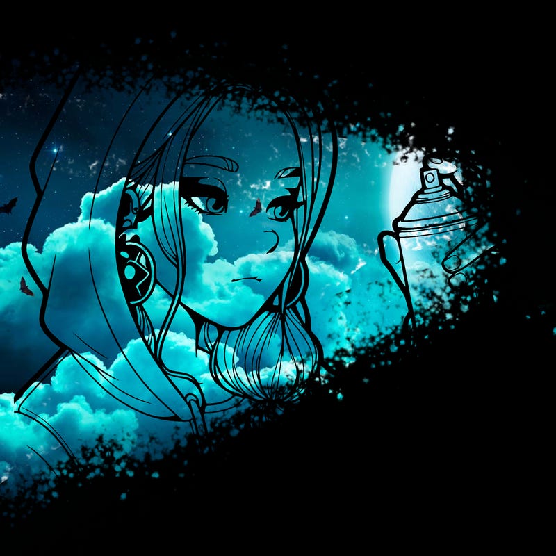 a realistic girl, spray painting