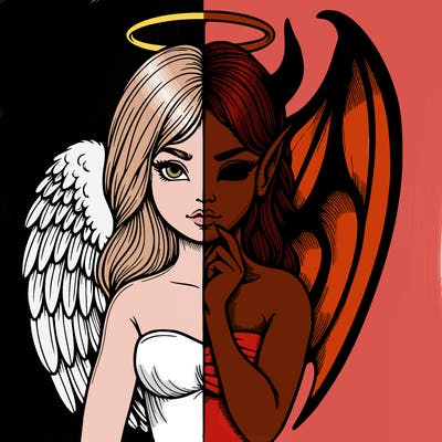 realistic angel half demon