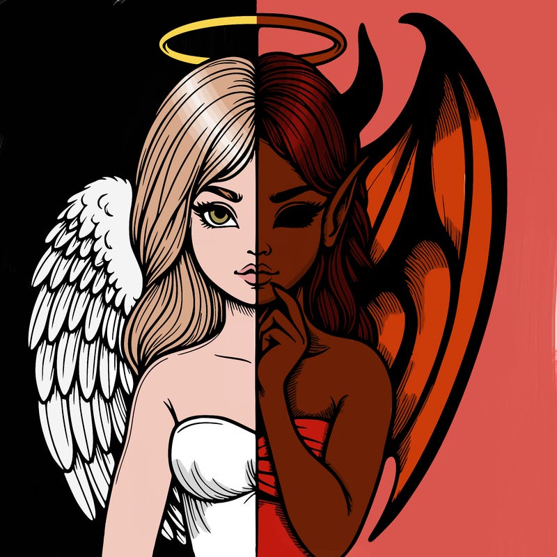 realistic angel half demon