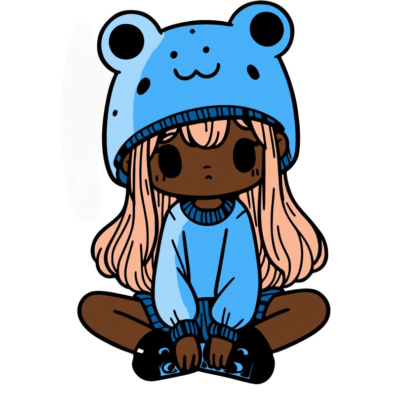 a girl wearing a frog hat and some frog socks