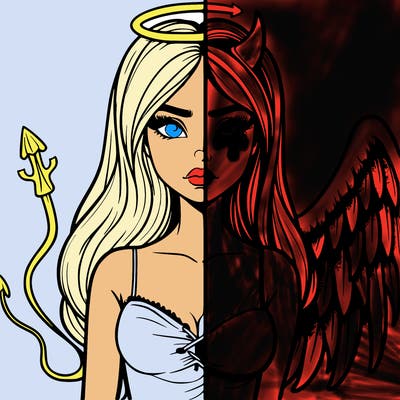 devil vs angel realistic girl