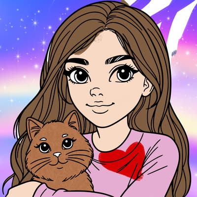 young woman with cat