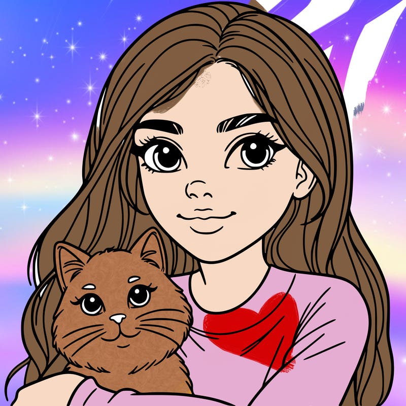 young woman with cat