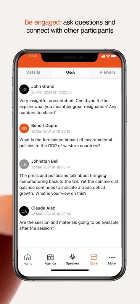 GSK events - GSK Events app Q&A interface for participant engagement during medical conferences