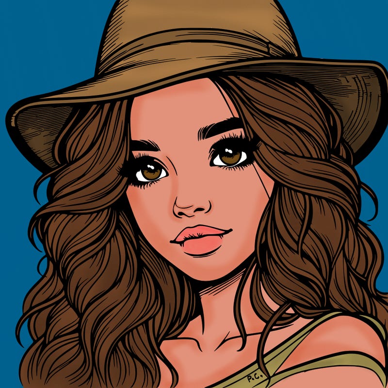 realistic girl with hat