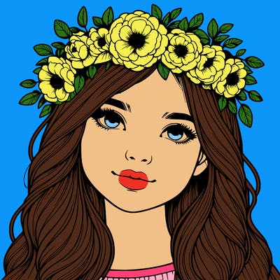 realistic girl with flower crown