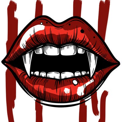 lips with vampire teeth