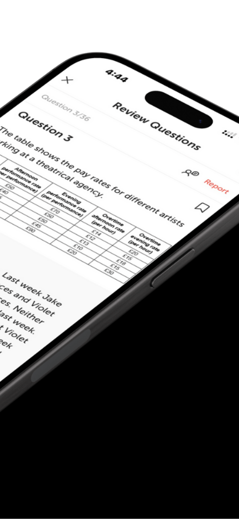MedEntry - A practice question review screen on the MedEntry app featuring a data table for medical entrance exam prep.