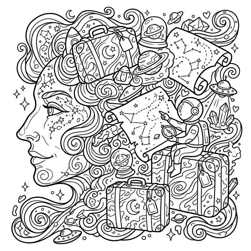 Dive into an imaginative cosmic journey with this unique Witch Head Nebula coloring page. It perfectly blends celestial wonders with the excitement of a galactic vacation, inviting you to color a universe of your own design.