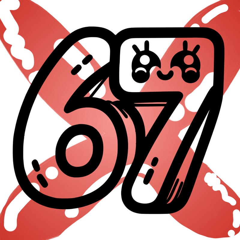 the numbers 67