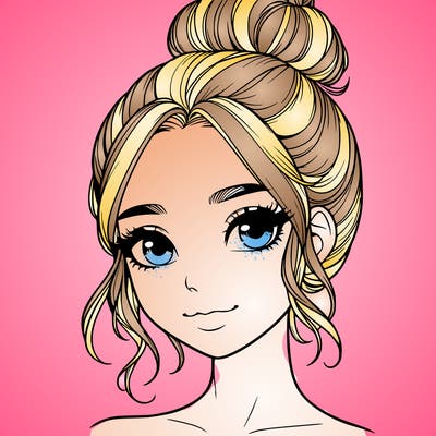 realistic pretty girl with hair in bun