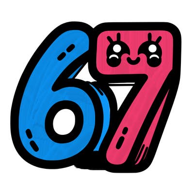 the numbers 67