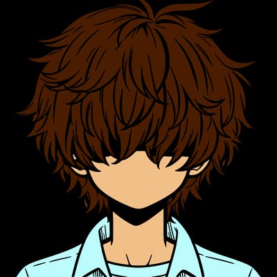 manga boy fluffy hair covering his eyes