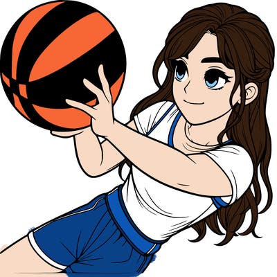 realistic girl playing basketball