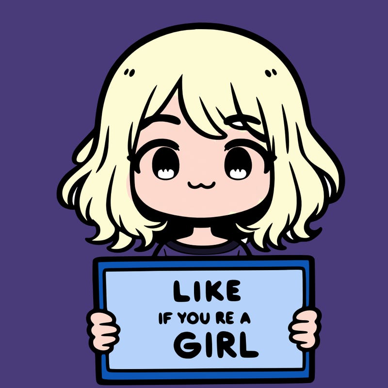 a cute girl holding a sign that says like if you’re a girl