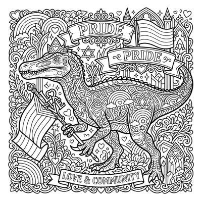 Embark on a unique coloring journey with our Gothic Baryonyx Pride design, blending ancient reptilian mystique with a vibrant celebration of diversity. This detailed page offers an engaging way to express your creativity while honoring love and community during Pride Month.