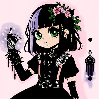 goth anime girl