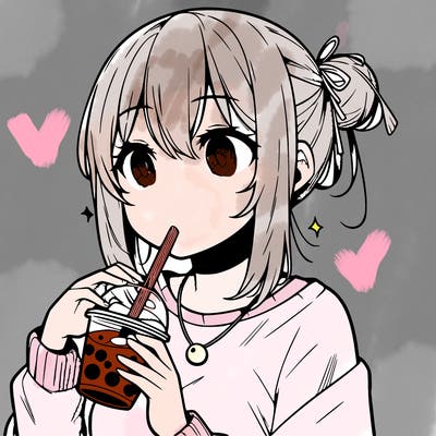 manga character drinking boba