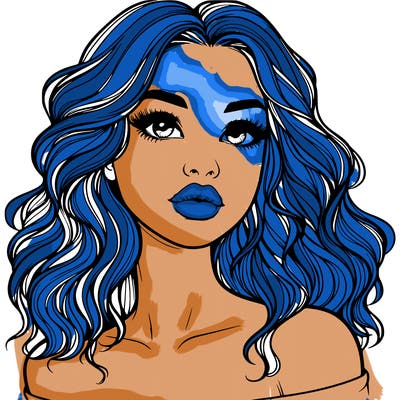 realistic girl with wavy hair and lips