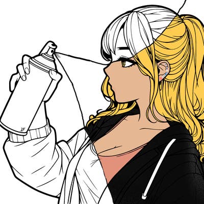 a realistic girl spray, painting