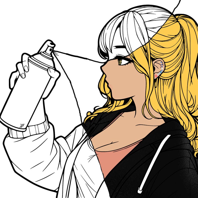 a realistic girl spray, painting