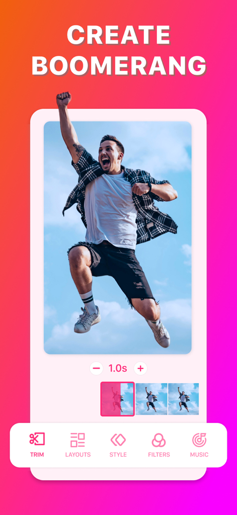 Loop for Boomerang - Loomix - Screenshot of Loomix app interface showing tools for creating and editing boomerang loop videos