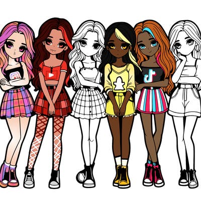 a group of girls realistic