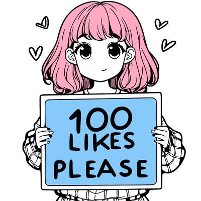 a girl holding a sign saying 100 likes please