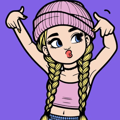 realistic teenage girl with braids and a beanie and crop top doing 🫶🏼