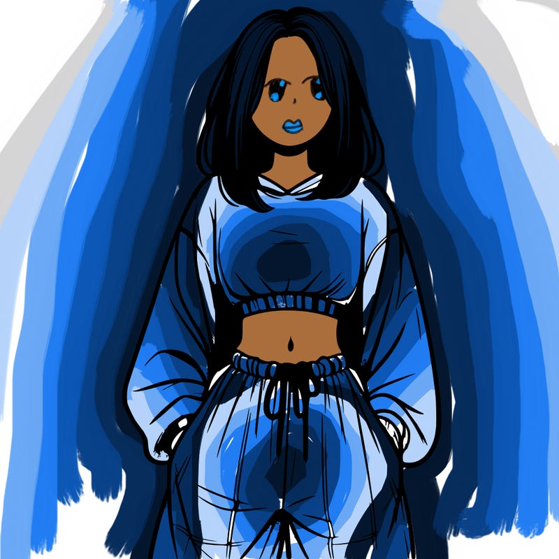 realistic girl faceless with baggy pants and a crop top