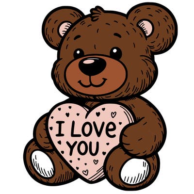 teddy bear holding an i love you heart