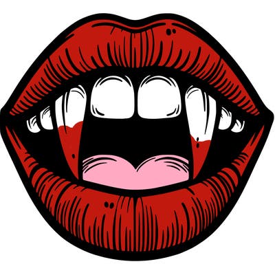 lips with vampire teeth