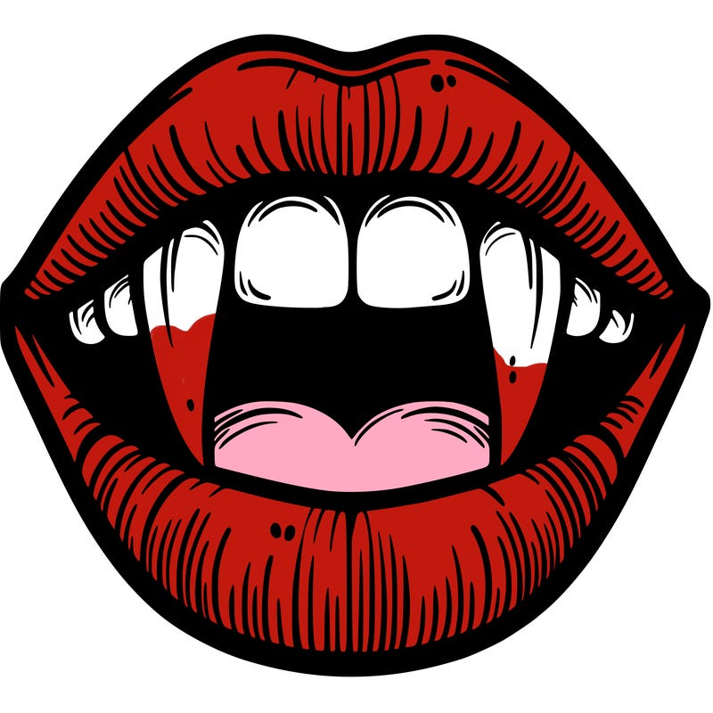 lips with vampire teeth