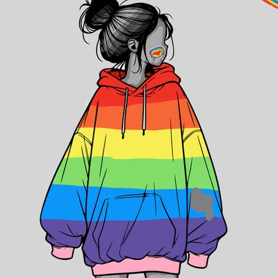 realistic girl with a oversized sweatshirt on and a bun
