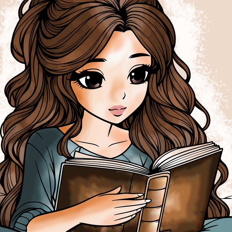 realistic girl reading a book