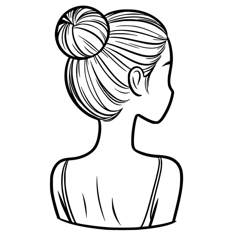 a woman with tight back hair and her face. not covered by any hair.