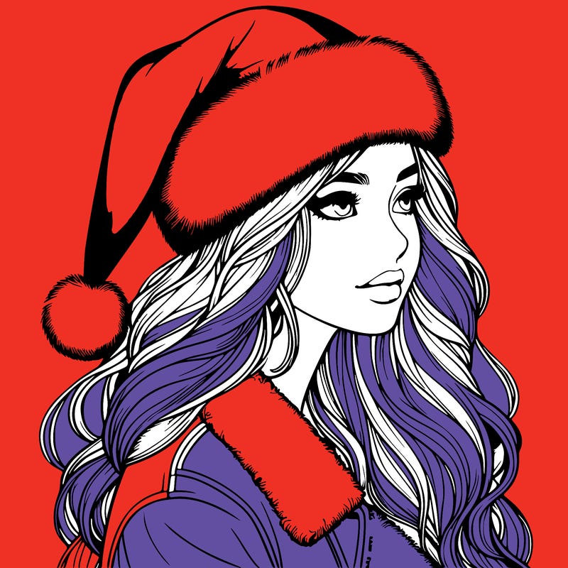 realistic girl in santa hat