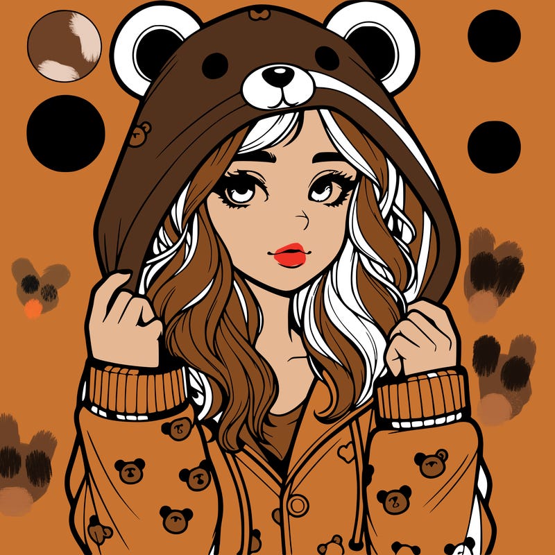 realistic girl in a animal pjs hoodie