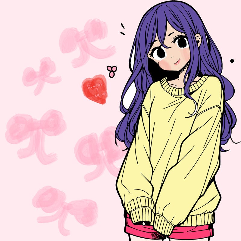 manga teen girl  in a sweater and baggy pants