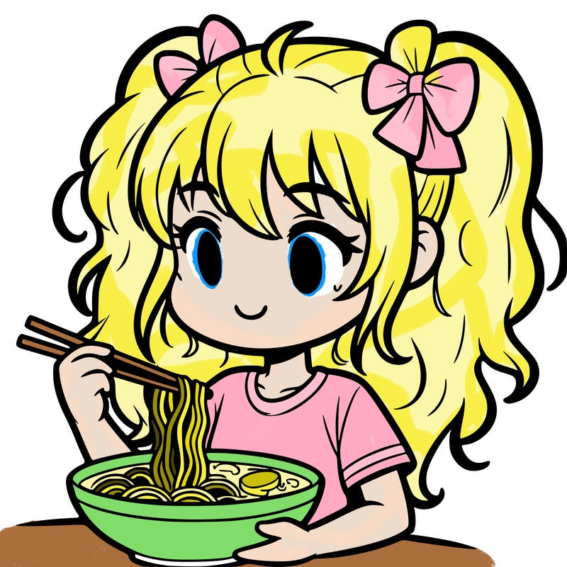a girl eating ramen