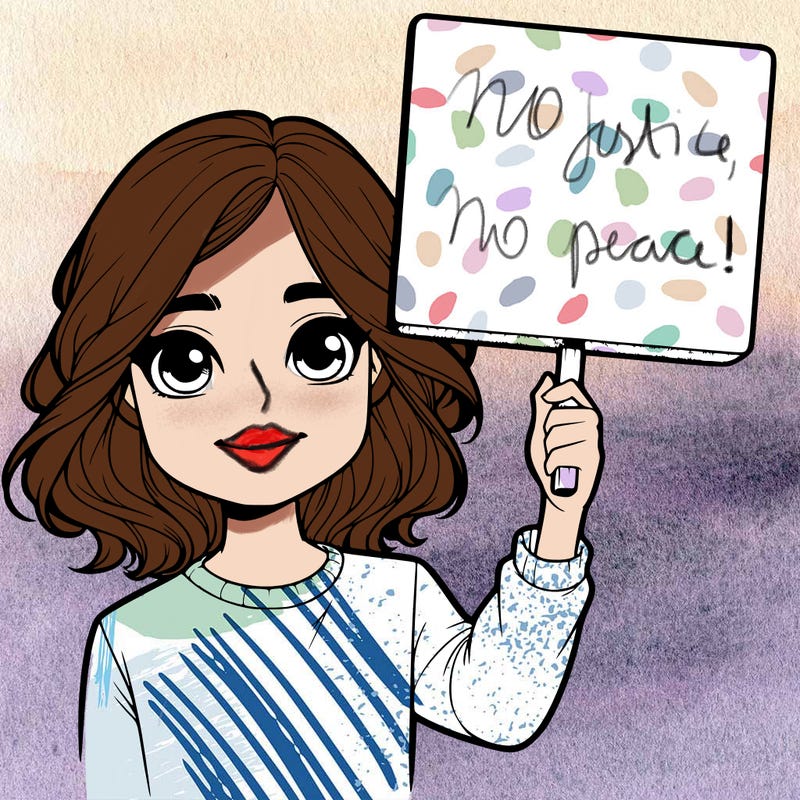 realistic girl holding up a sign