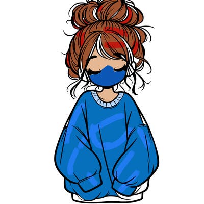 girl with baggy sweatshirt and messy bun