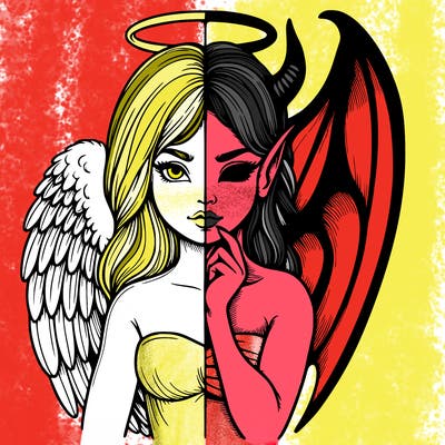 realistic angel half demon