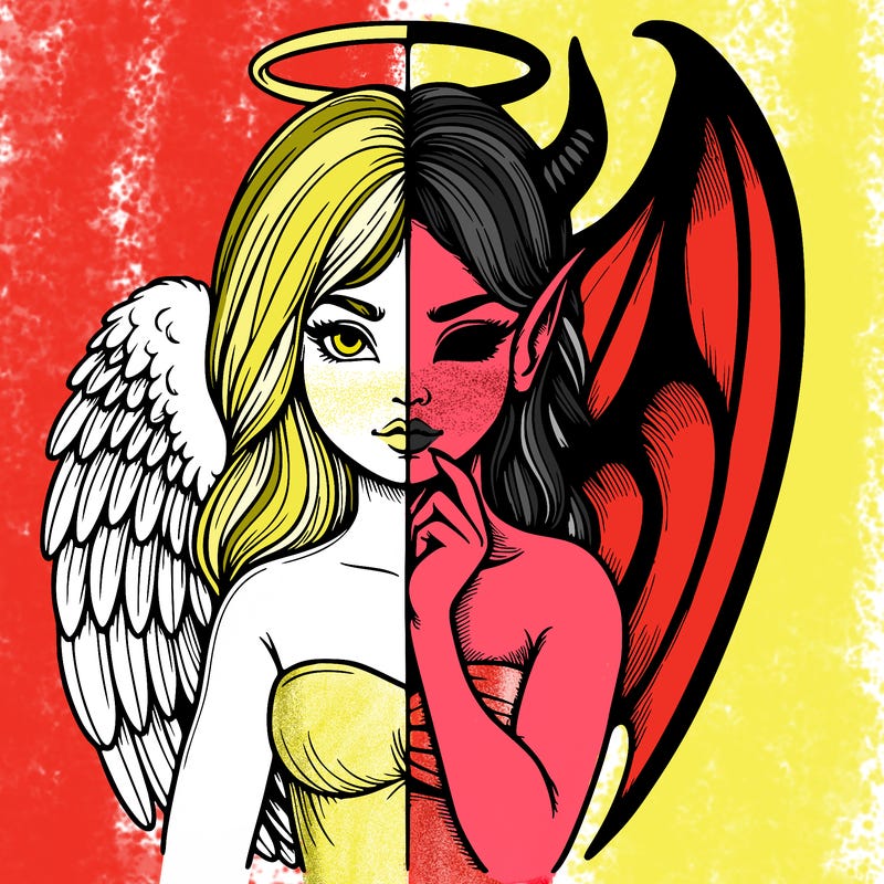 realistic angel half demon