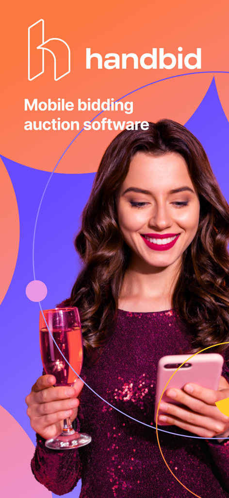 Handbid - A woman at a charity gala using her smartphone to participate in a silent auction with the Handbid app