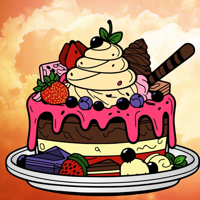 dessert with many toppings