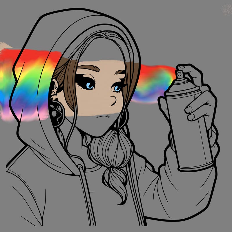 a realistic girl, spray painting