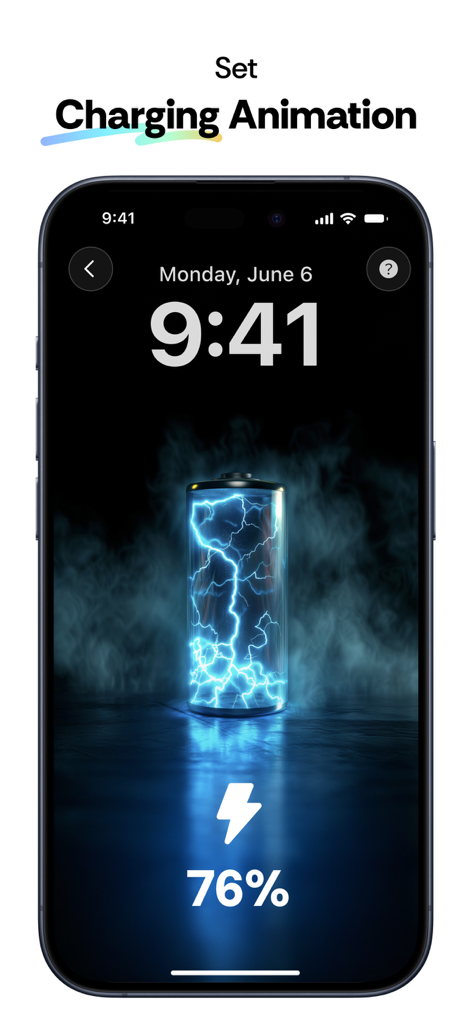 Expert Cleaner - Clean Storage - Custom battery charging animation with blue lightning effects on an iPhone screen