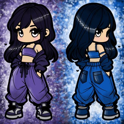 girl in crop top and baggy pants