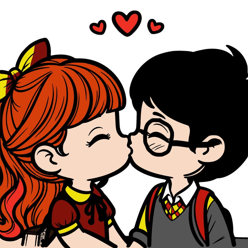 boy and girl kissing